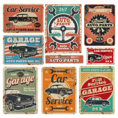 Poster Collage von Fahrzeugen im Vintage-Stil