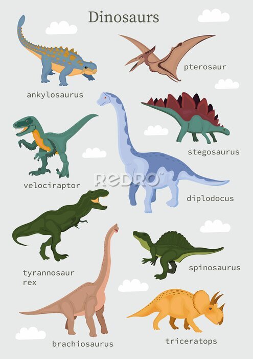 Poster Comic-Set zum Thema Dinosaurier