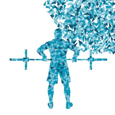Sticker Crossfit Mann Gewichtheben Vektor Hintergrund Konzept