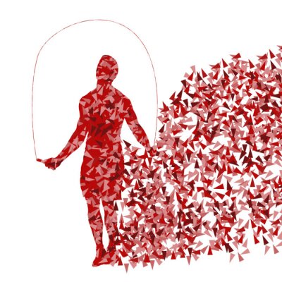 Sticker Crossfit Mann Training mit springendem Seil Vektor Hintergrund