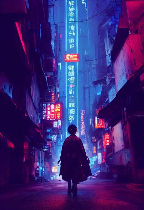 Poster Cyberpunk-Stadt