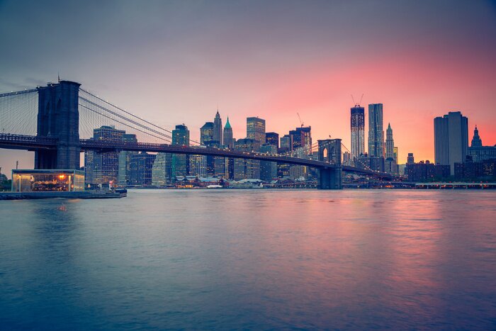 Poster Dämmerung und Brooklyn Bridge
