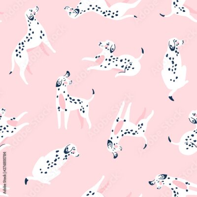 Poster Dalmatiner auf einem rosa Hintergrund