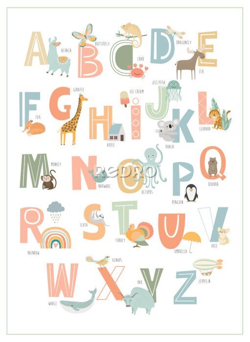 Poster Das Alphabet lernen für Kinder