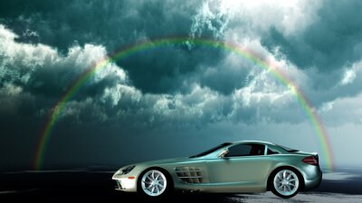 Das Auto unter dem Regenbogen