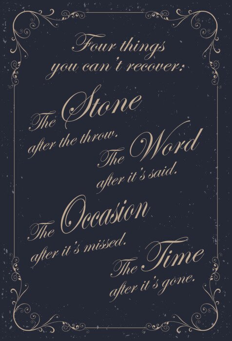 Poster Dekorative Typografie auf dunklem Hintergrund