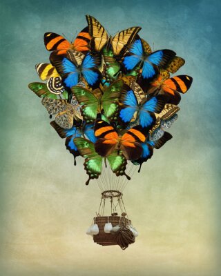 Poster den Korb anhebende Schmetterlinge