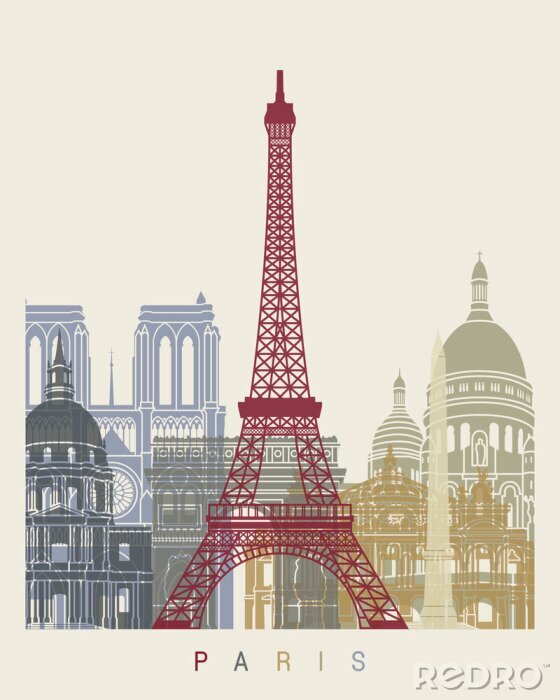 Poster Denkmäler von Paris Illustration