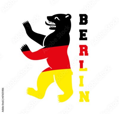Poster Der Berliner Bär aus dem Wappen in den Farben der deutschen Flagge