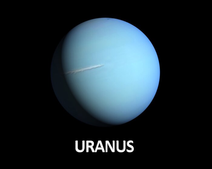 Poster Der blaue Planet Uranus in Schwarz