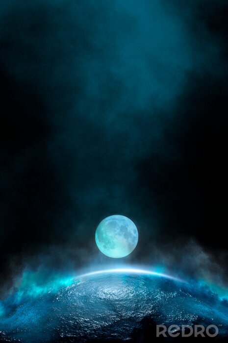 Poster Der Mond beleuchtet einen geheimnisvollen Ort