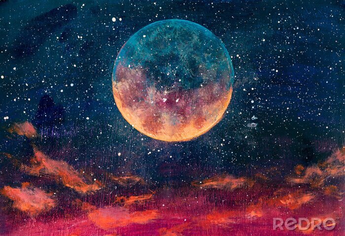 Poster Der Mond des Planeten Erde ein gemaltes Bild
