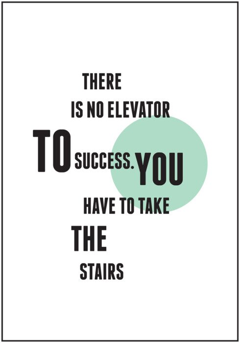 Poster Der Slogan lautet: Es gibt keinen Aufzug zum Erfolg. Man muss die Treppe nehmen.