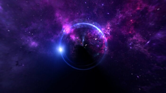 Poster Der Umriss eines Planeten inmitten des Nebels