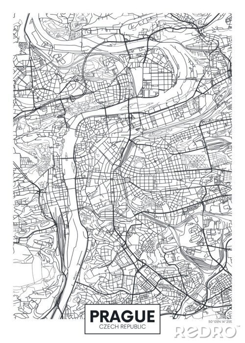 Poster Detaillierte Vektor-Poster Stadtplan Prag