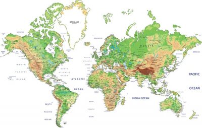 Detaillierte Weltkarte