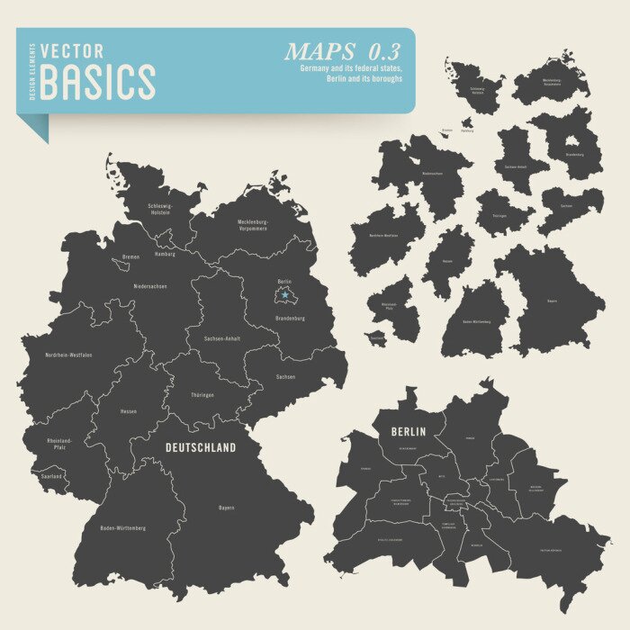 Poster Deutschland und seine Bundesländer, Berlin und seine Bezirke