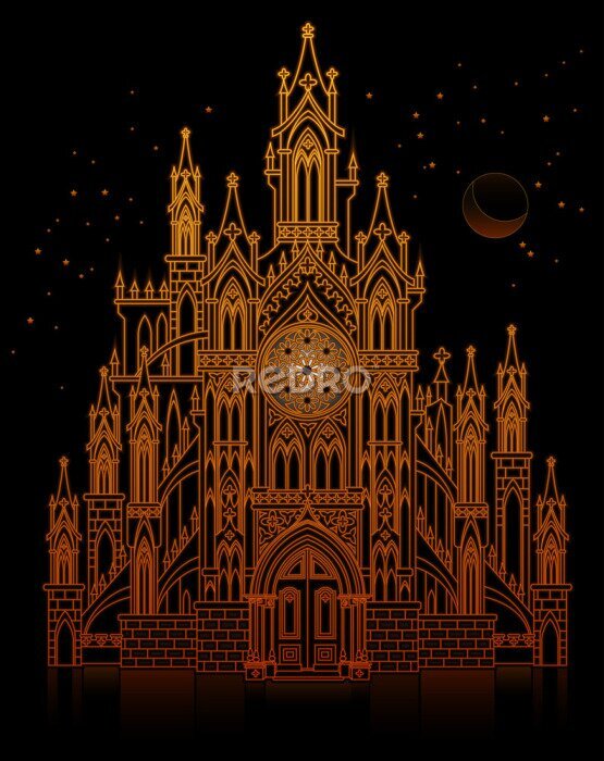 Poster Die Magie des gotischen Schlosses der Fantasie
