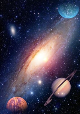 Die Milchstraße mit Planeten