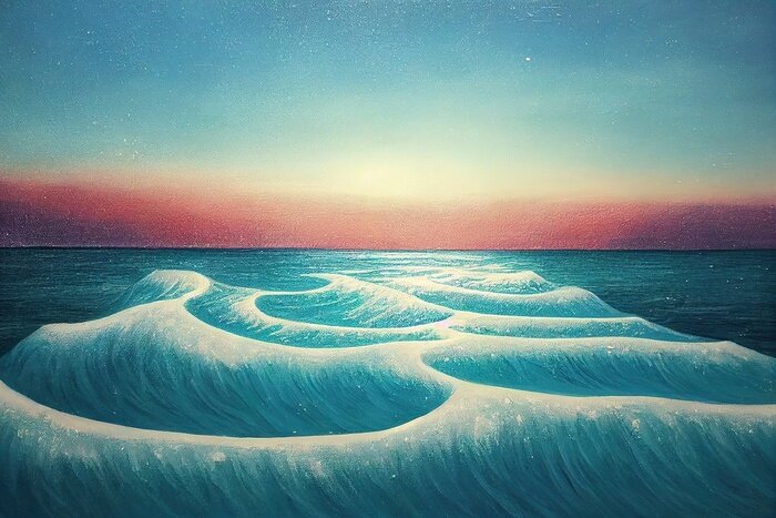 Poster Die Schönheit des Meerblicks der untergehenden Sonne