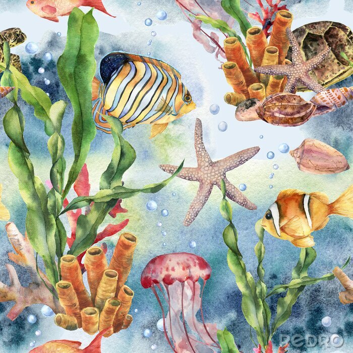 Poster Die Unterwasserwelt in Aquarell