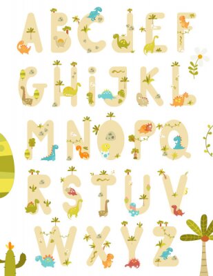 Poster Dinosaurier Alphabet für Kinder