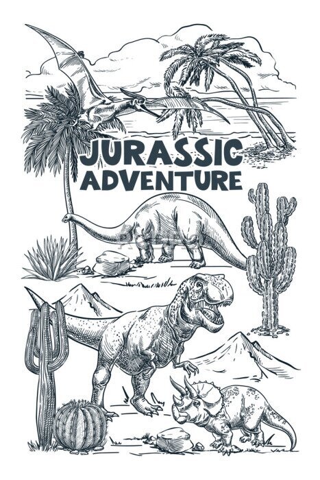 Poster Dinosaurier im Jurassic Park