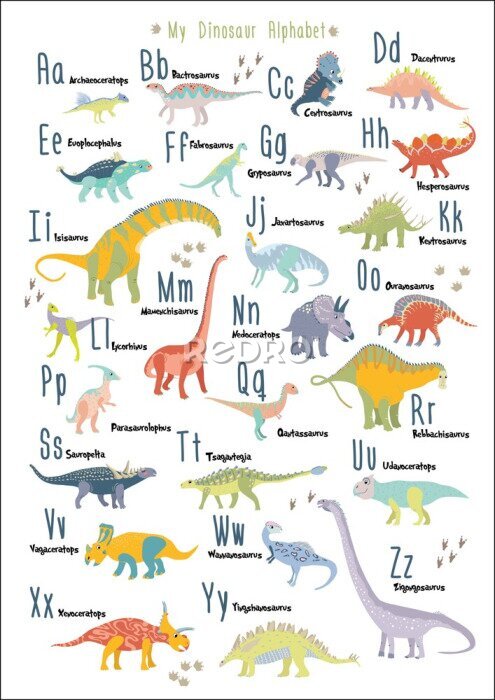 Poster Dinosaurier Kinderalphabet