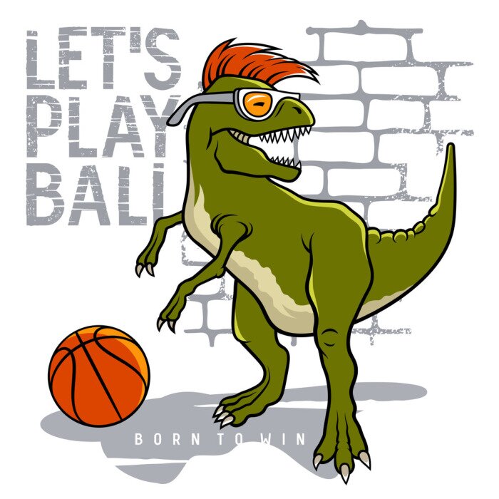 Poster Dinosaurier mit orangefarbenen Irokesen