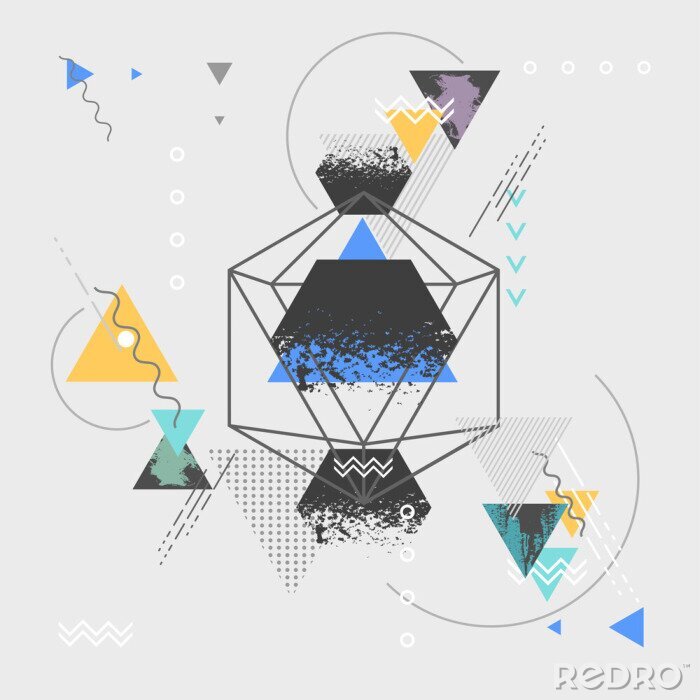 Poster Dreidimensionaler geometrischer Mischmasch