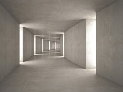 Dreidimensionaler grauer Betontunnel mit Tiefeneffekt