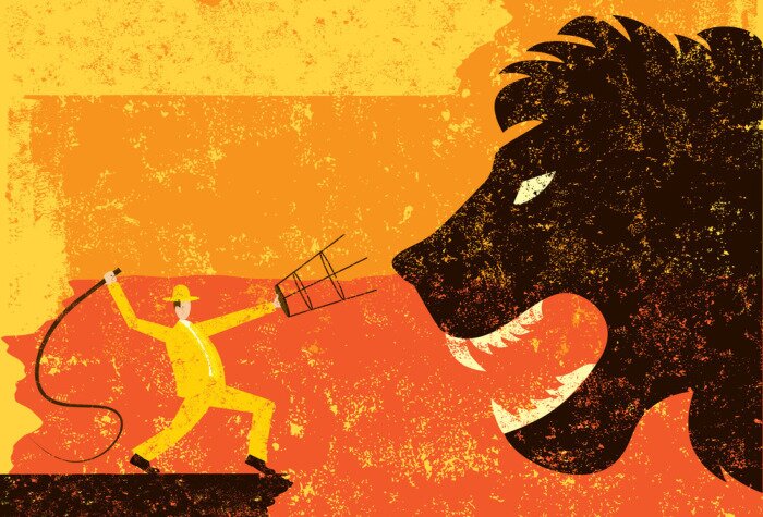 Poster Dressierter Löwe