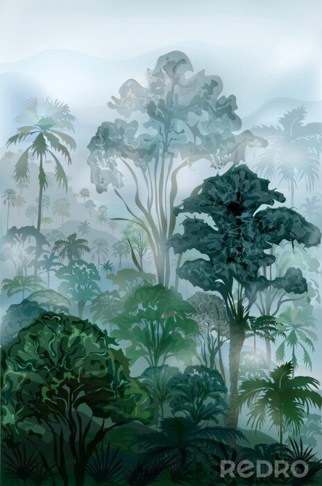 Poster Dschungel auf Aquarell