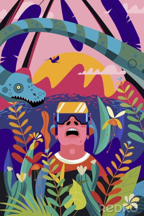 Poster Dschungel durch eine virtuelle Brille gesehen