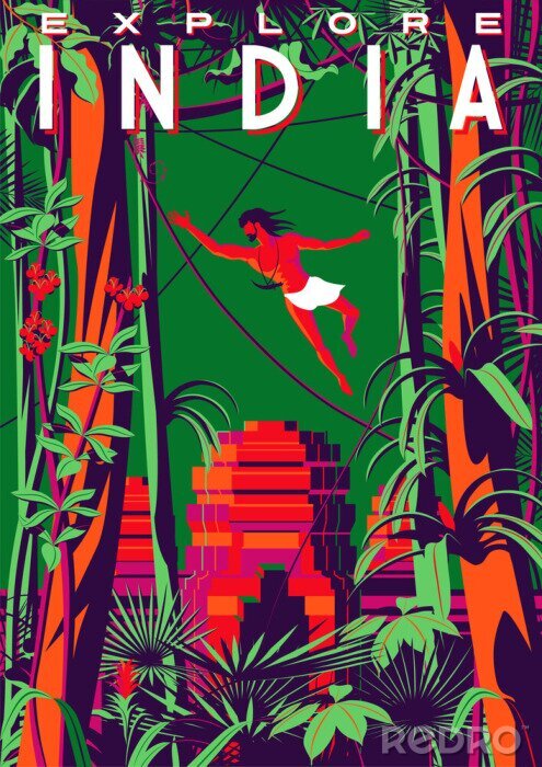 Poster Dschungel-Reisegrafik