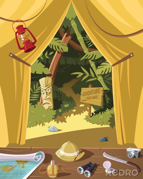 Poster Dschungel vom Zelt eines Reisenden aus gesehen