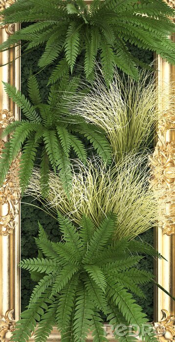 Poster Dschungelpflanzen im goldenen Rahmen