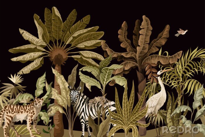 Poster Dschungeltiere und Pflanzen