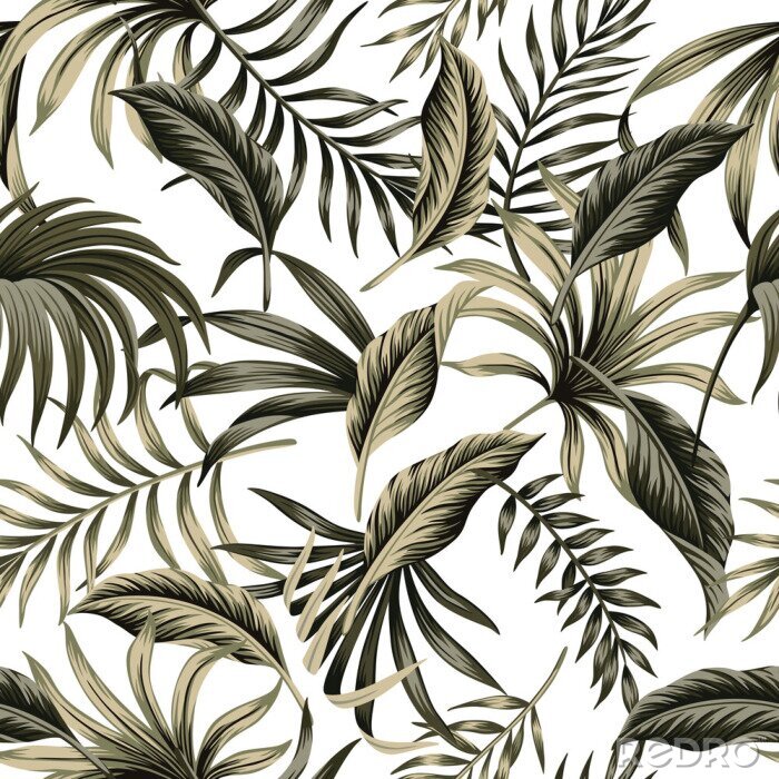 Poster Dunkelgrüne tropische Blätter