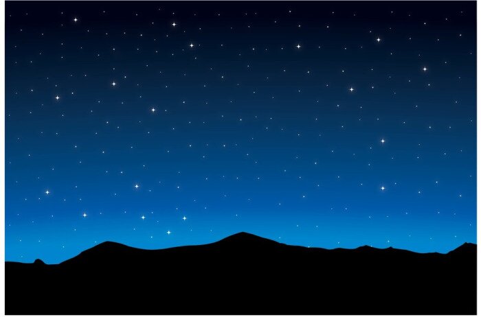 Poster Dunkle Hügel und Sterne am Himmel