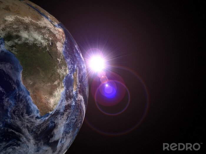 Poster Dunkler Kosmos und von der Sonne beleuchtete Erde