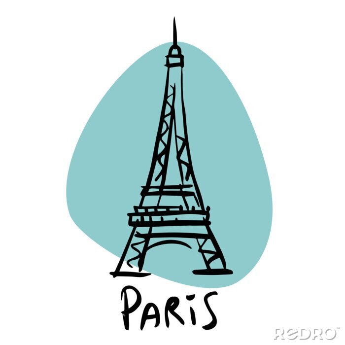 Poster Eiffelturm in der Zeichnung