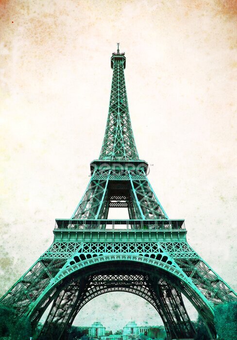 Poster Eiffelturm in Grün