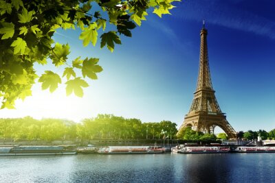 Poster Eiffelturm über dem Fluss