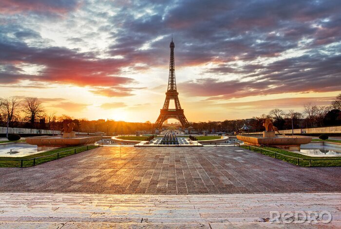 Poster Eiffelturm und Sonnenaufgang