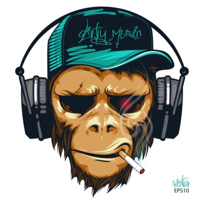 Poster Ein Affe, der Hip-Hop hört