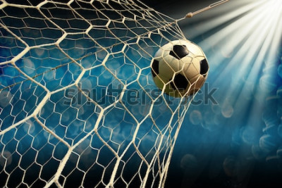 Poster Ein Fußball, der ins Tor geht