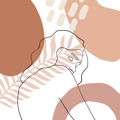 Ein minimalistisches Frauenporträt mit abstrakten Elementen