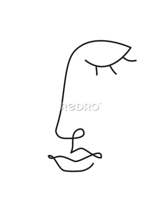 Poster Ein Porträt in Strichzeichnungen