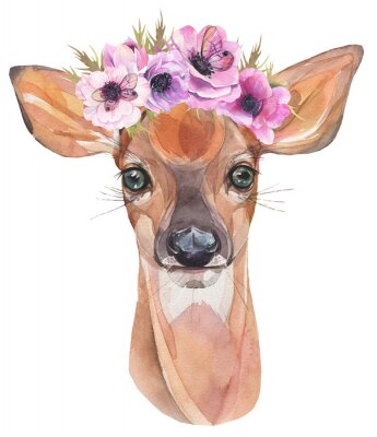 Poster Ein Reh mit lila Blüten